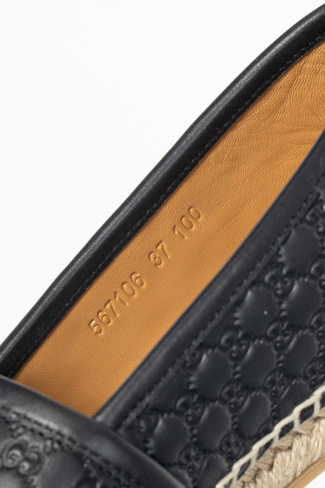Gucci Black Microguccissima Leather Flat Espadrilles