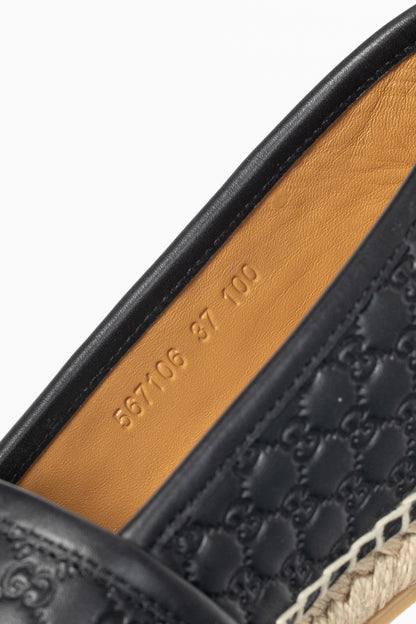 Gucci Black Microguccissima Leather Flat Espadrilles