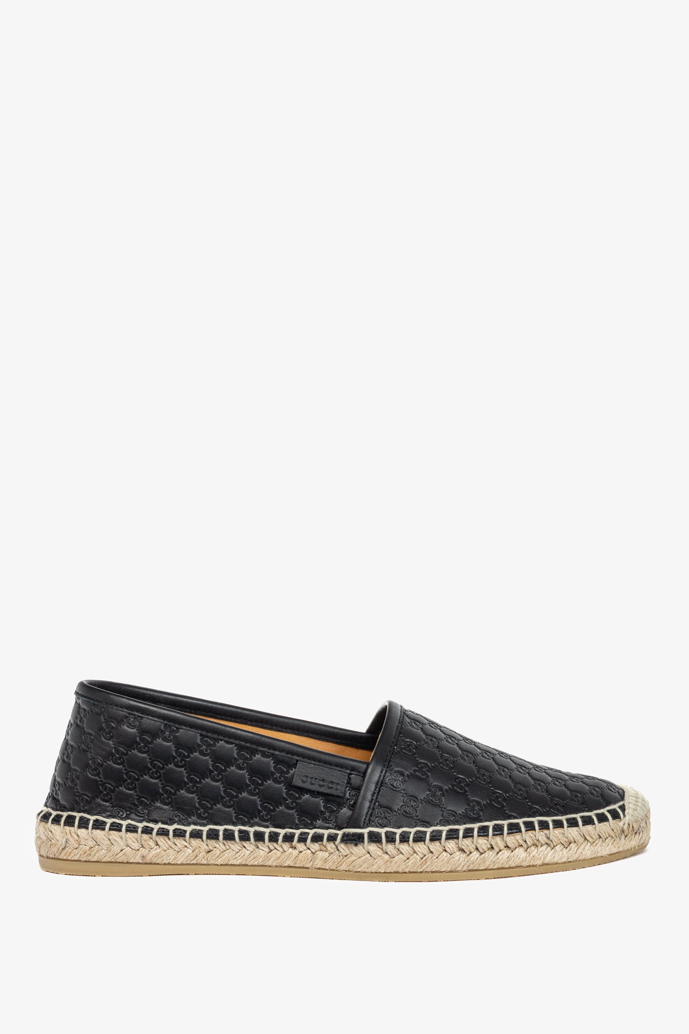 Gucci Black Microguccissima Leather Flat Espadrilles