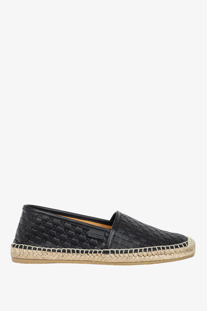 Gucci Black Microguccissima Leather Flat Espadrilles