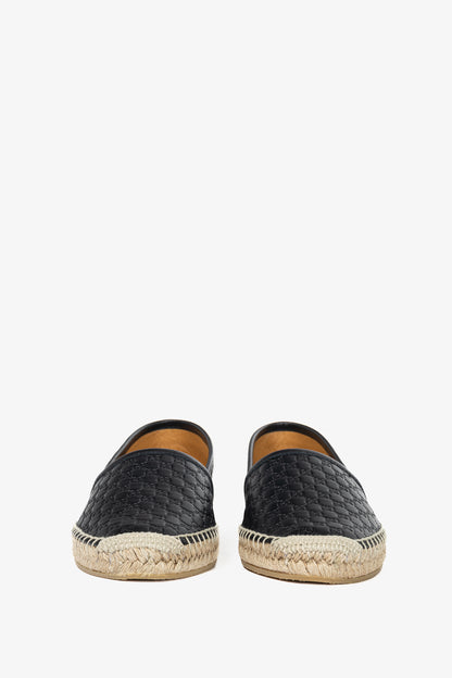 Gucci Black Microguccissima Leather Flat Espadrilles
