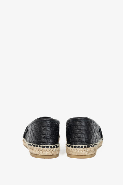 Gucci Black Microguccissima Leather Flat Espadrilles