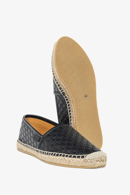 Gucci Black Microguccissima Leather Flat Espadrilles