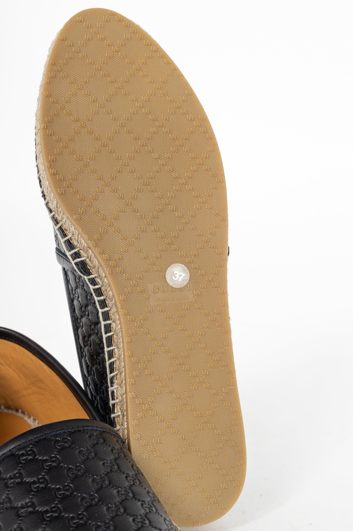 Gucci Black Microguccissima Leather Flat Espadrilles