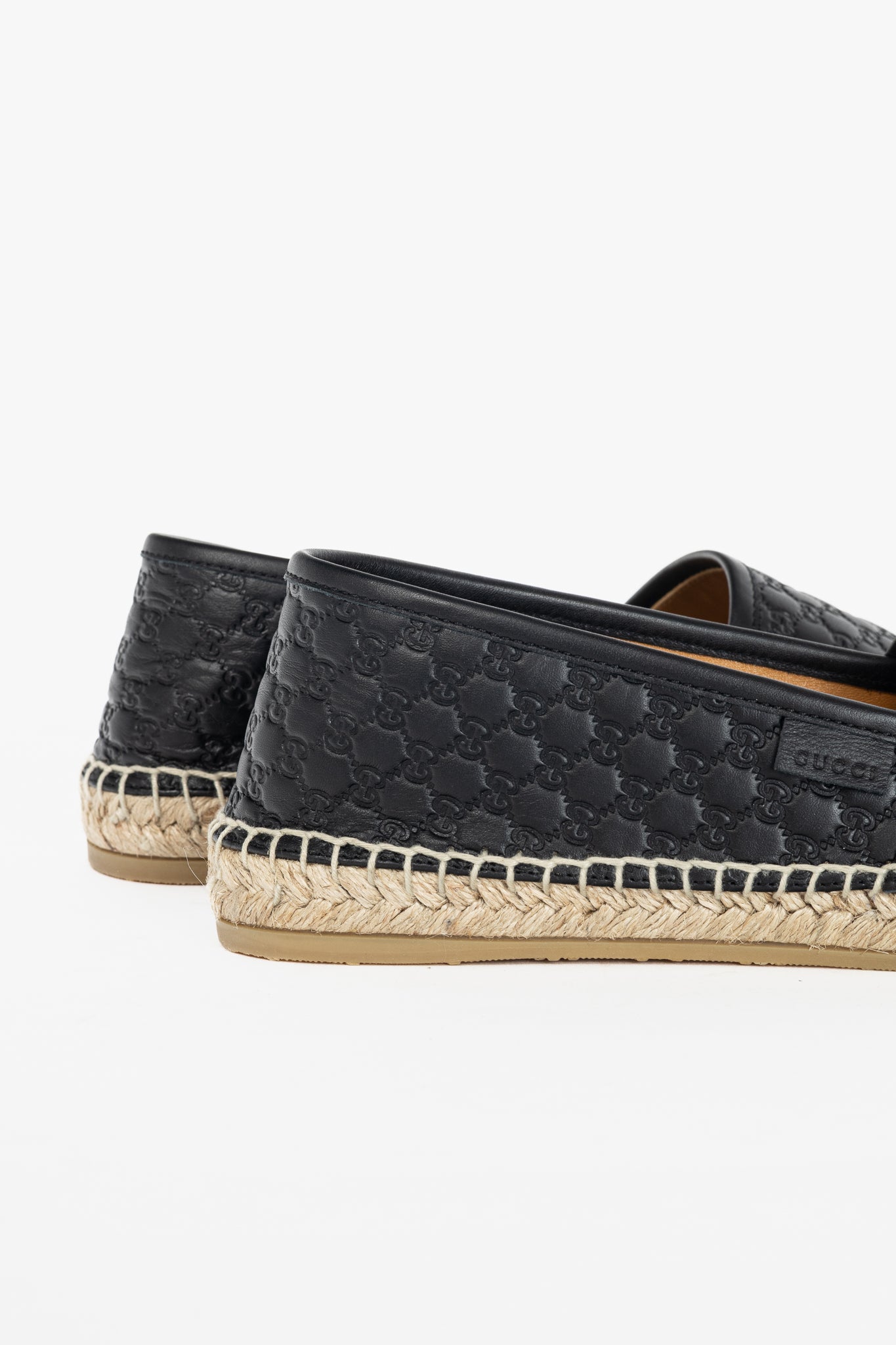 Gucci Black Microguccissima Leather Flat Espadrilles