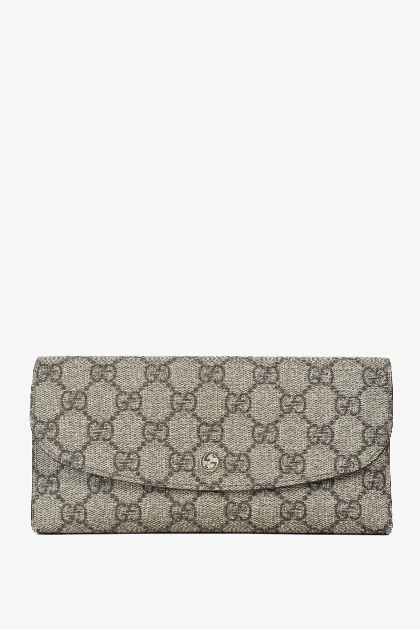 Gucci Brown Ivory GG Supreme Monogram Continental Wallet