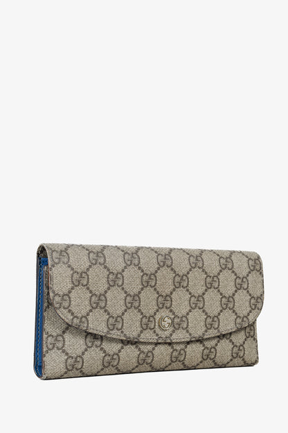 Gucci Brown Ivory GG Supreme Monogram Continental Wallet