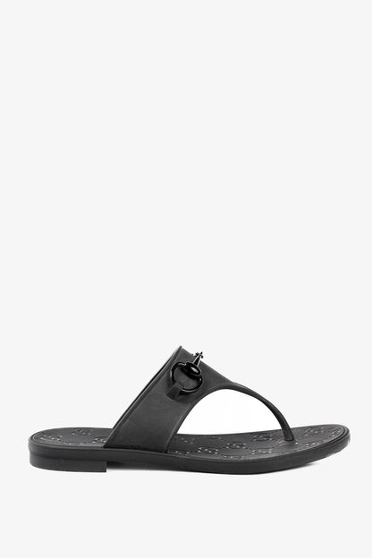 Gucci Black Rubber Horsebit Thong Sandals