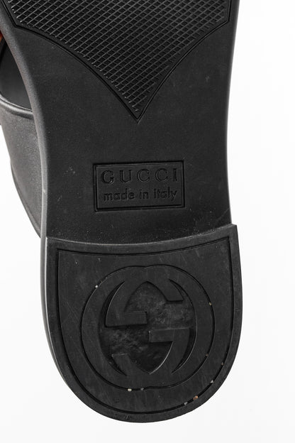 Gucci Black Rubber Horsebit Thong Sandals