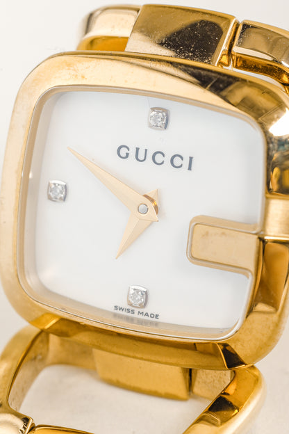 Gucci G-Face Mother of Pearl with Diamonds Gold-Tone Bracelet Watch