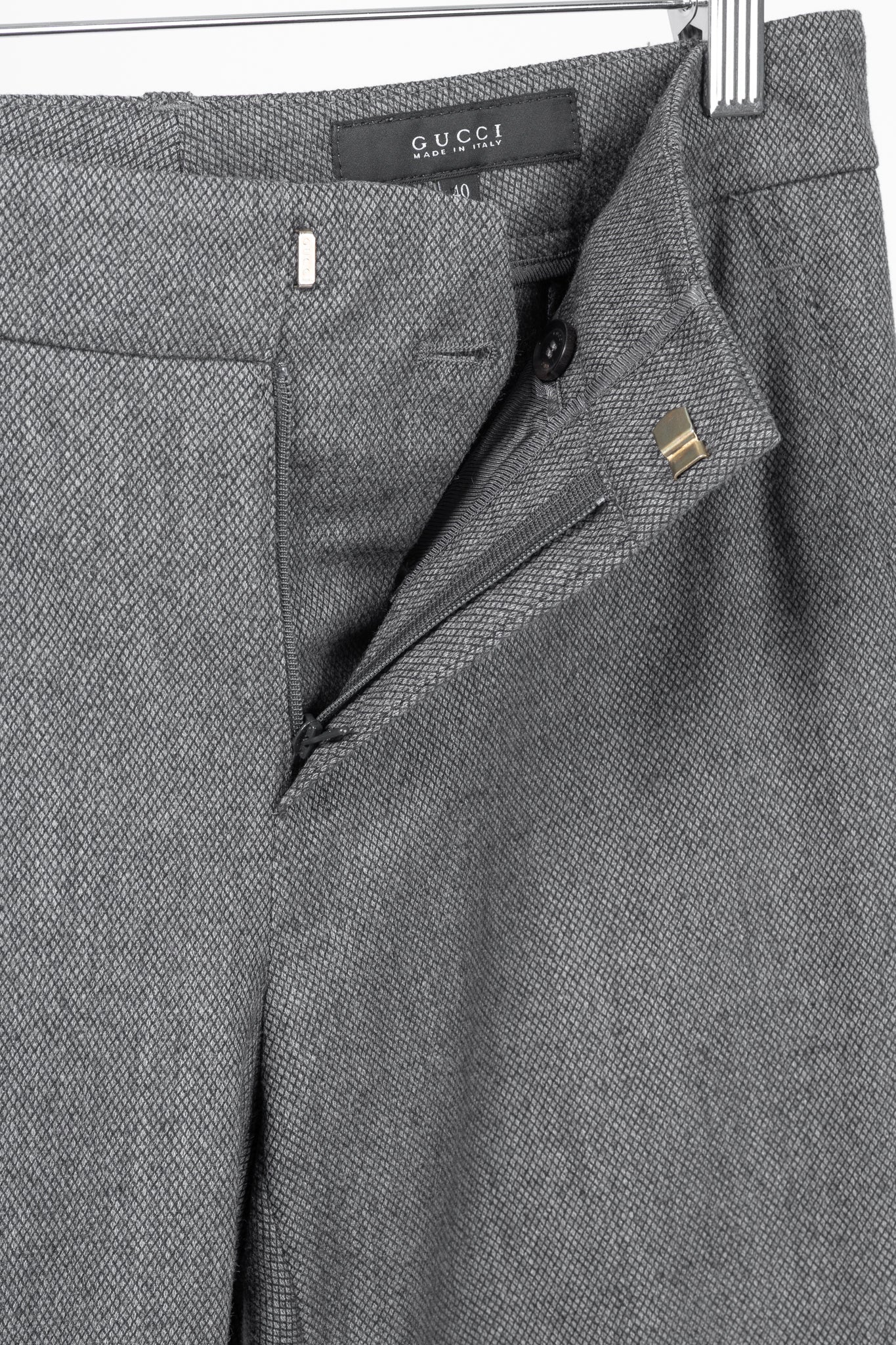 Gucci Grey Birds Eye Slim-Fit Stretch-Wool Studded Trousers