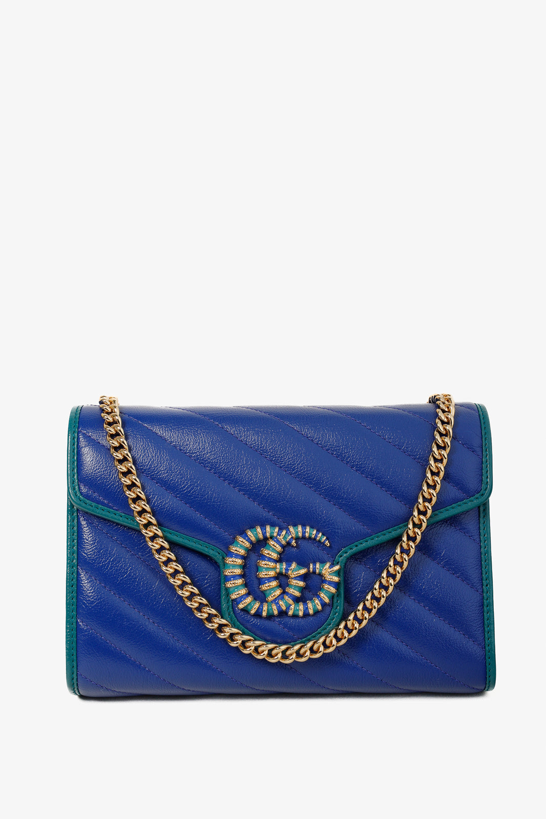 Gucci Torchon GG Marmont Imperial Blue & Pavone Matelasse Shoulder Bag