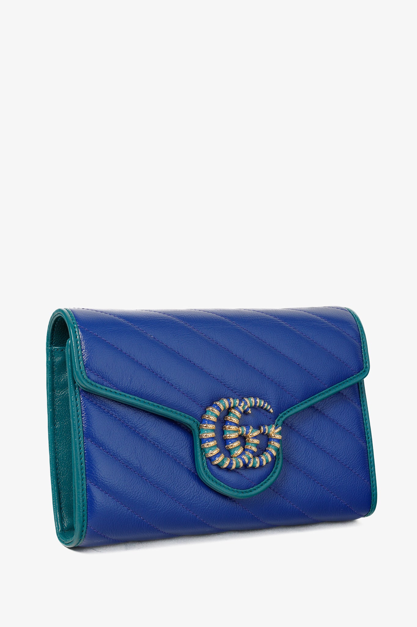 Gucci Torchon GG Marmont Imperial Blue & Pavone Matelasse Shoulder Bag