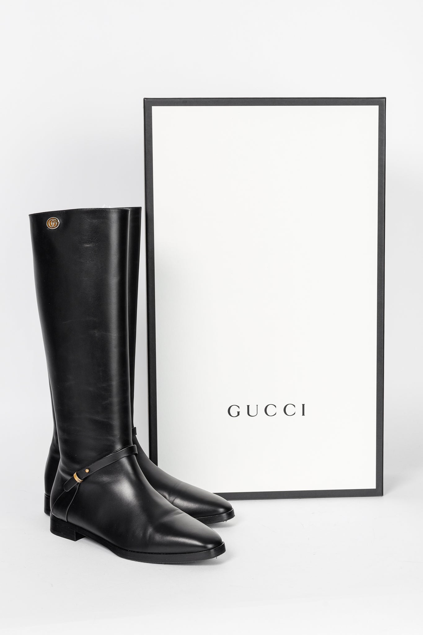 Gucci Rosie Black Elite Calf Leather Riding Boots