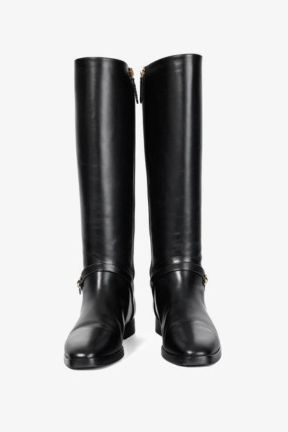 Gucci Rosie Black Elite Calf Leather Riding Boots