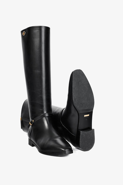 Gucci Rosie Black Elite Calf Leather Riding Boots