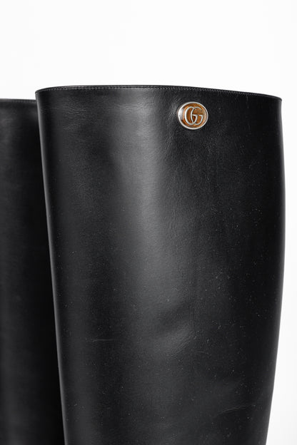 Gucci Rosie Black Elite Calf Leather Riding Boots