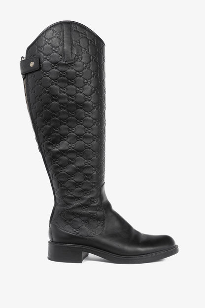Gucci Maud Nero Soft Guccissima Leather Knee-High Riding Boots