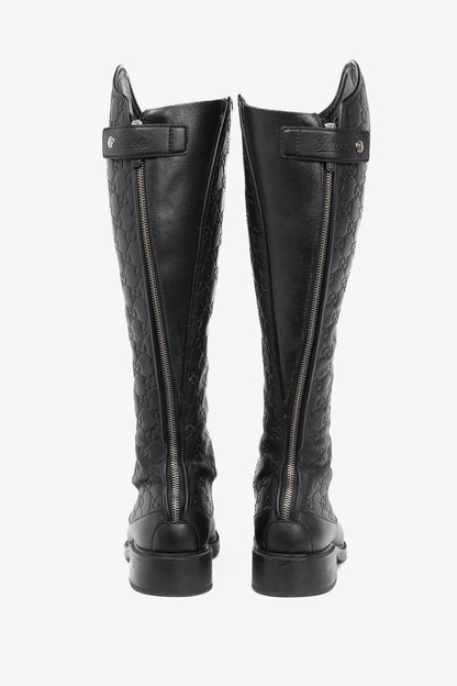 Gucci Maud Nero Soft Guccissima Leather Knee-High Riding Boots