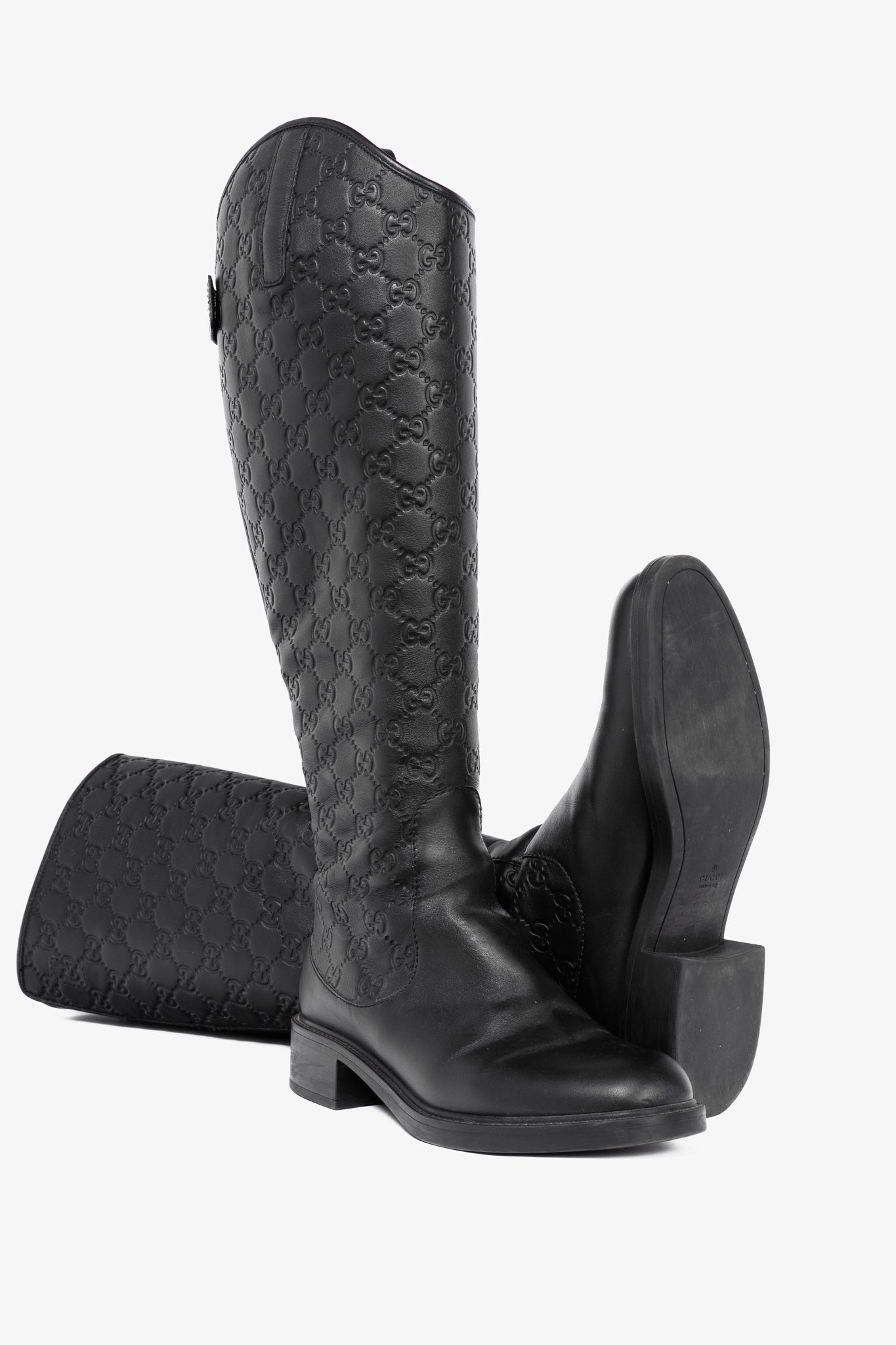 Gucci Maud Nero Soft Guccissima Leather Knee-High Riding Boots