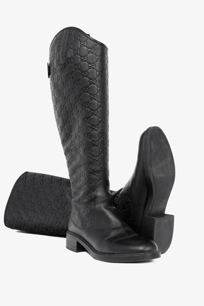 Gucci Maud Nero Soft Guccissima Leather Knee-High Riding Boots