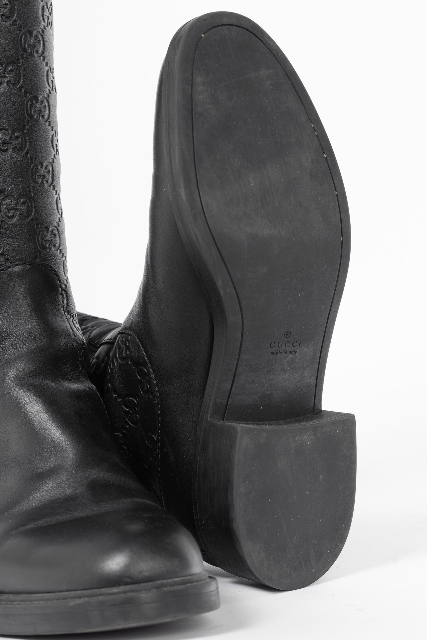 Gucci Maud Nero Soft Guccissima Leather Knee-High Riding Boots