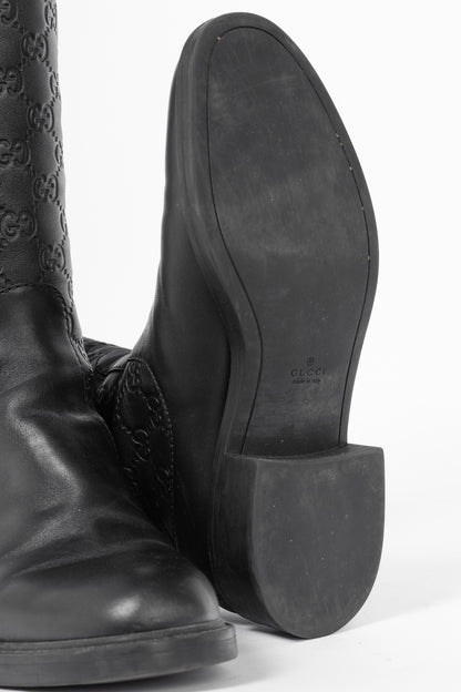 Gucci Maud Nero Soft Guccissima Leather Knee-High Riding Boots