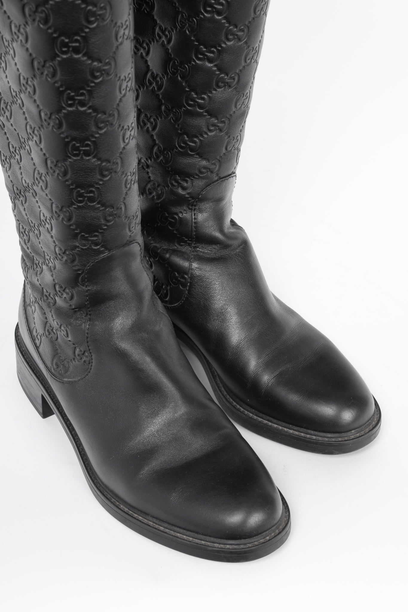 Gucci Maud Nero Soft Guccissima Leather Knee-High Riding Boots