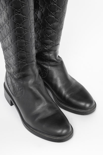 Gucci Maud Nero Soft Guccissima Leather Knee-High Riding Boots