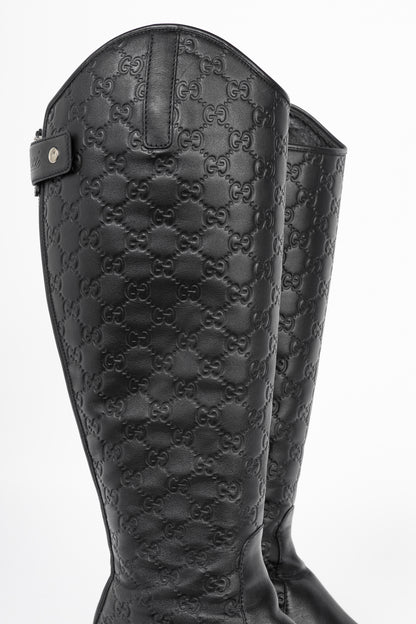 Gucci Maud Nero Soft Guccissima Leather Knee-High Riding Boots