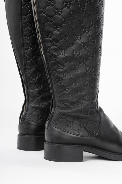 Gucci Maud Nero Soft Guccissima Leather Knee-High Riding Boots