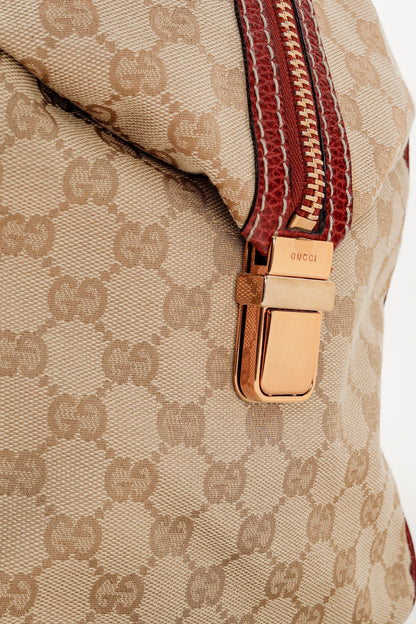 Gucci Aviatrix Guccissima Hysteria Leather-Trimmed Khaki Boston Bag