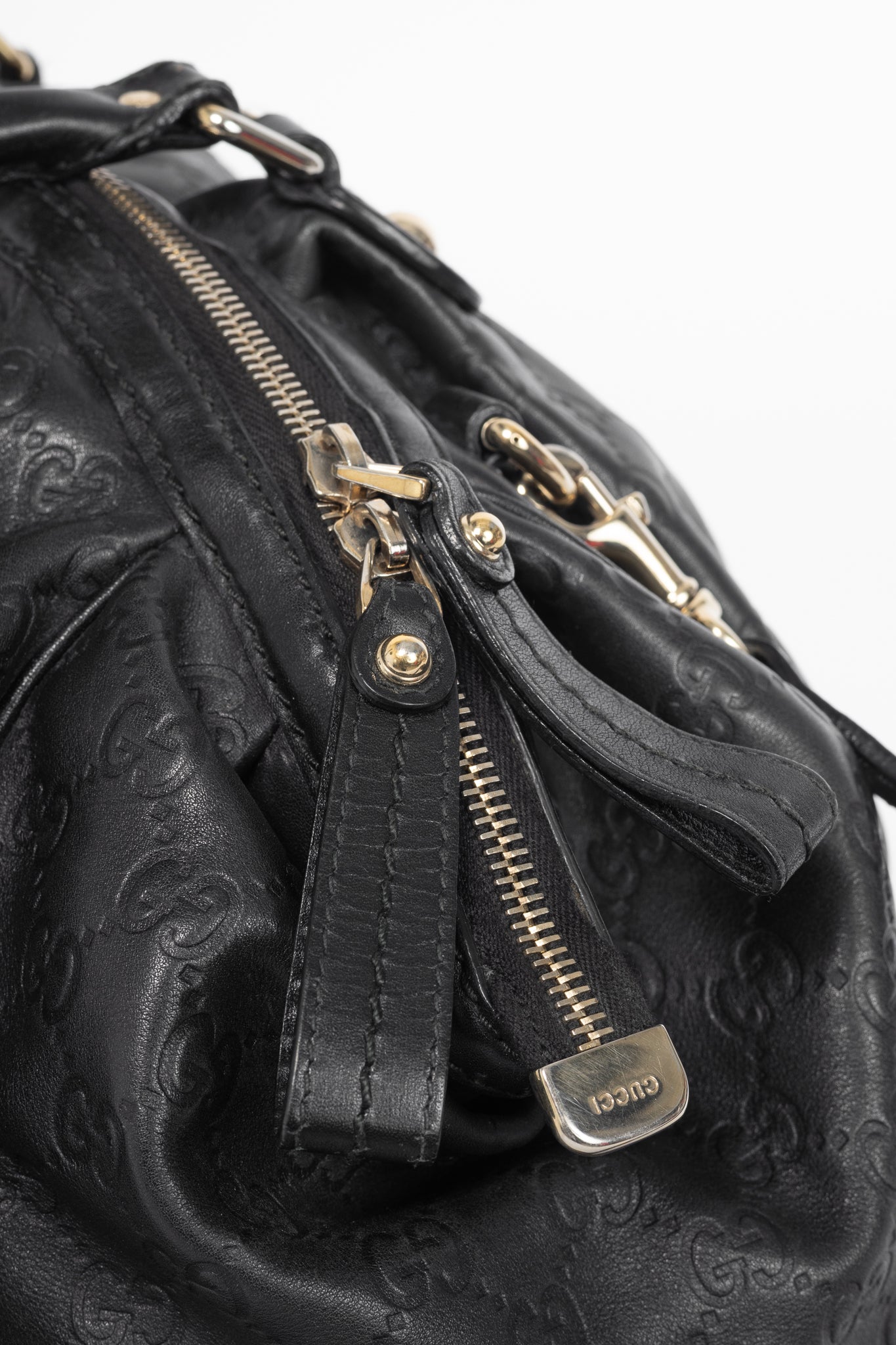 Gucci Sukey Black Guccissima Leather Boston Bag