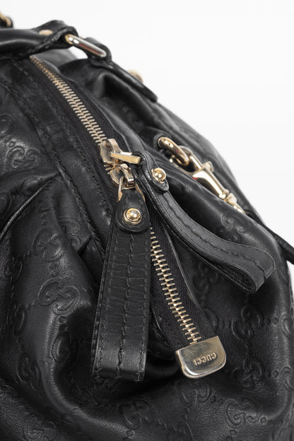 Gucci Sukey Black Guccissima Leather Boston Bag