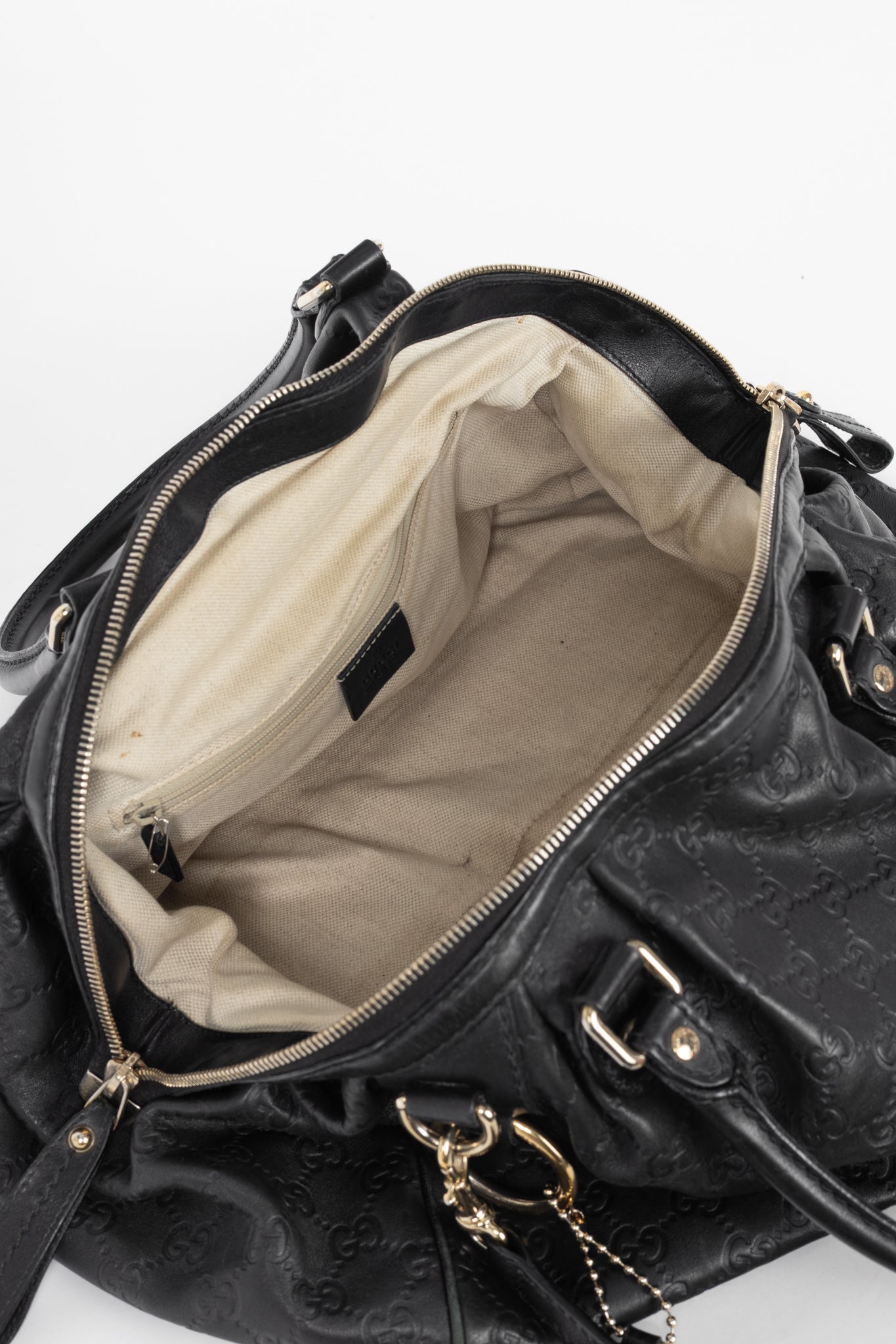 Gucci Sukey Black Guccissima Leather Boston Bag