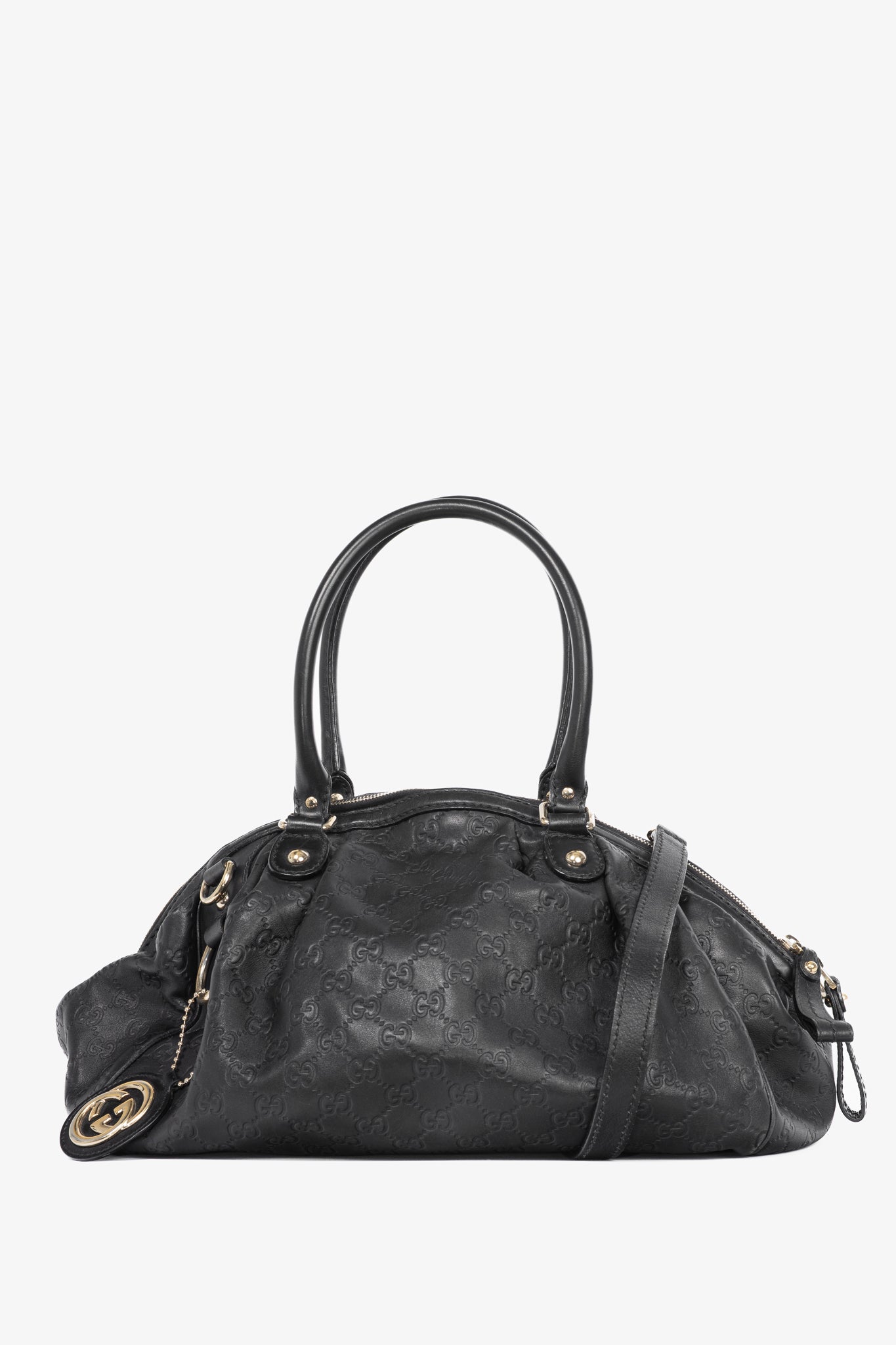 Gucci Sukey Black Guccissima Leather Boston Bag