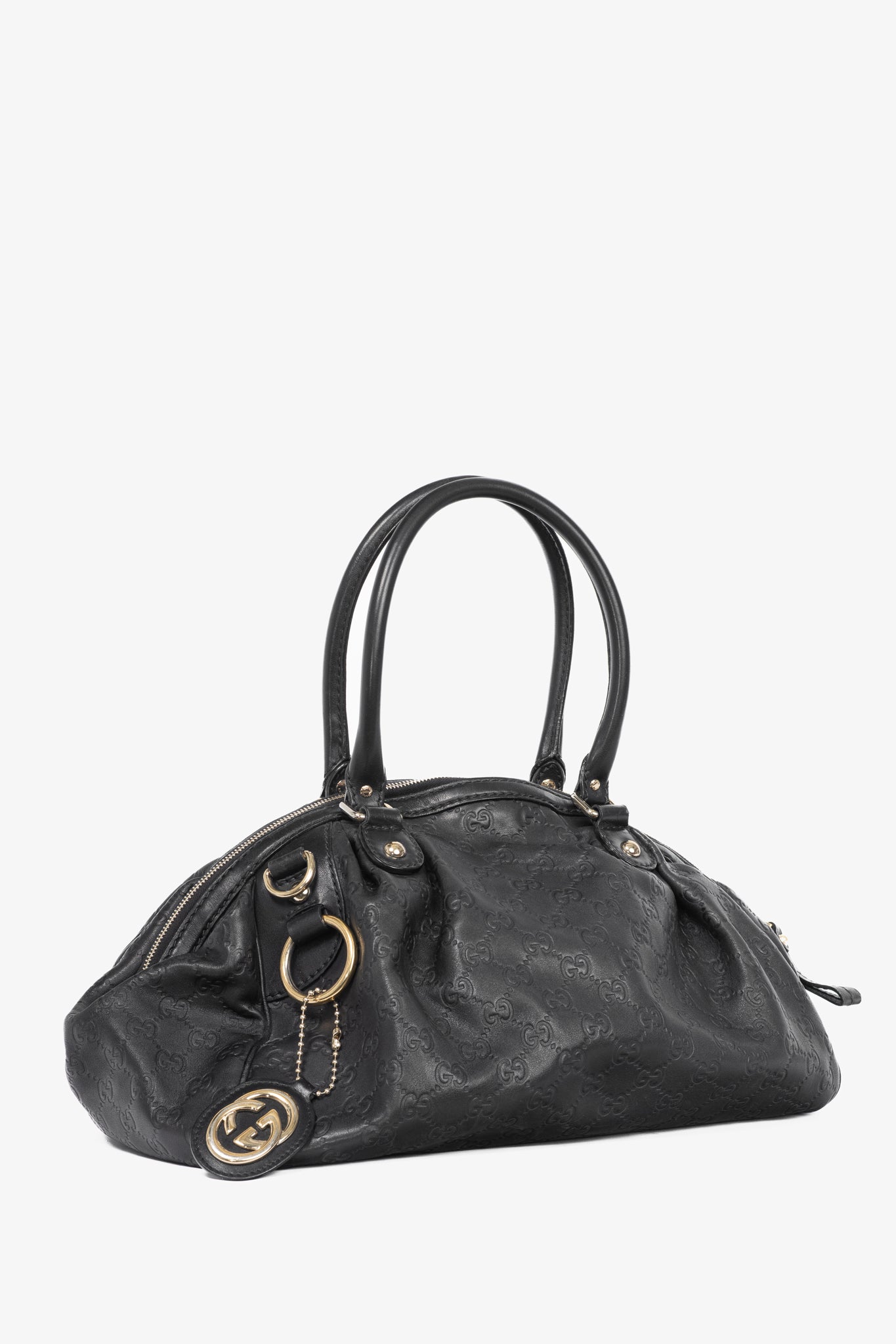 Gucci Sukey Black Guccissima Leather Boston Bag
