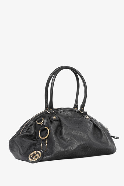 Gucci Sukey Black Guccissima Leather Boston Bag