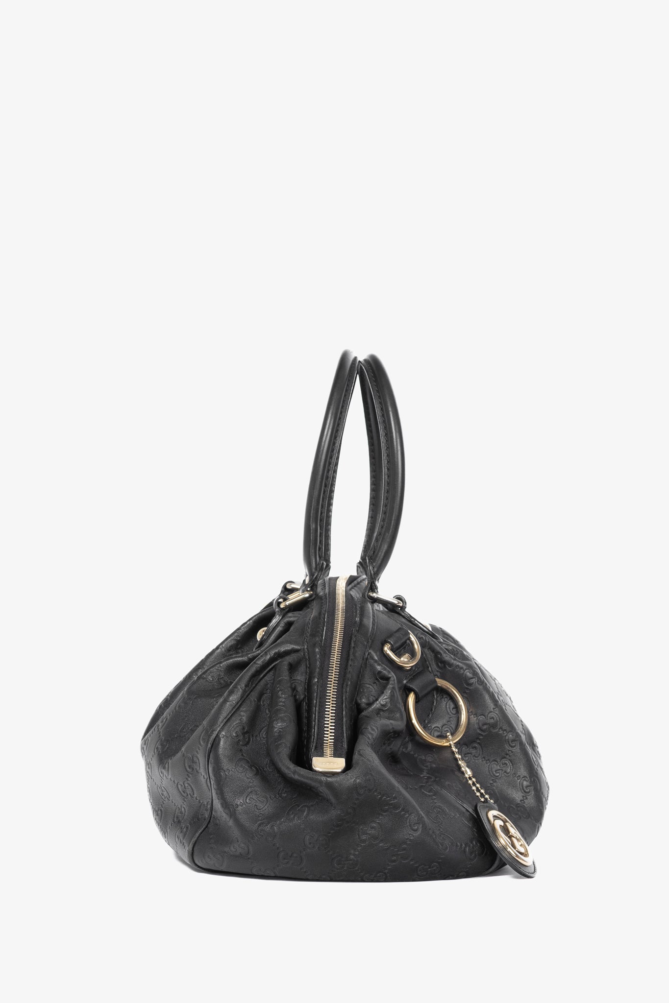 Gucci Sukey Black Guccissima Leather Boston Bag