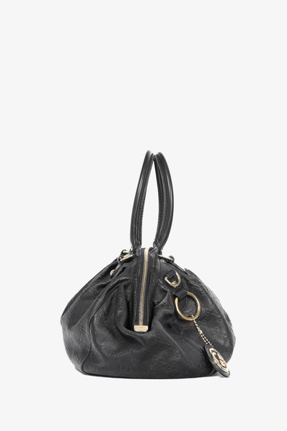 Gucci Sukey Black Guccissima Leather Boston Bag