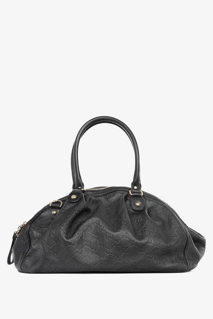 Gucci Sukey Black Guccissima Leather Boston Bag