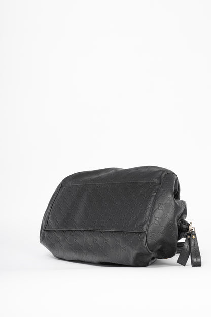 Gucci Sukey Black Guccissima Leather Boston Bag