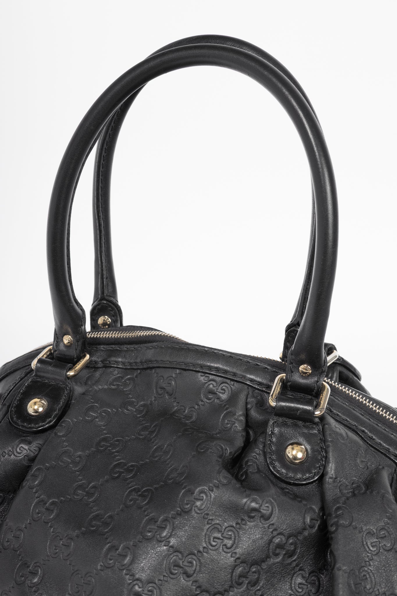 Gucci Sukey Black Guccissima Leather Boston Bag