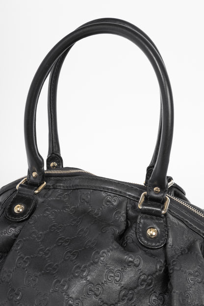 Gucci Sukey Black Guccissima Leather Boston Bag