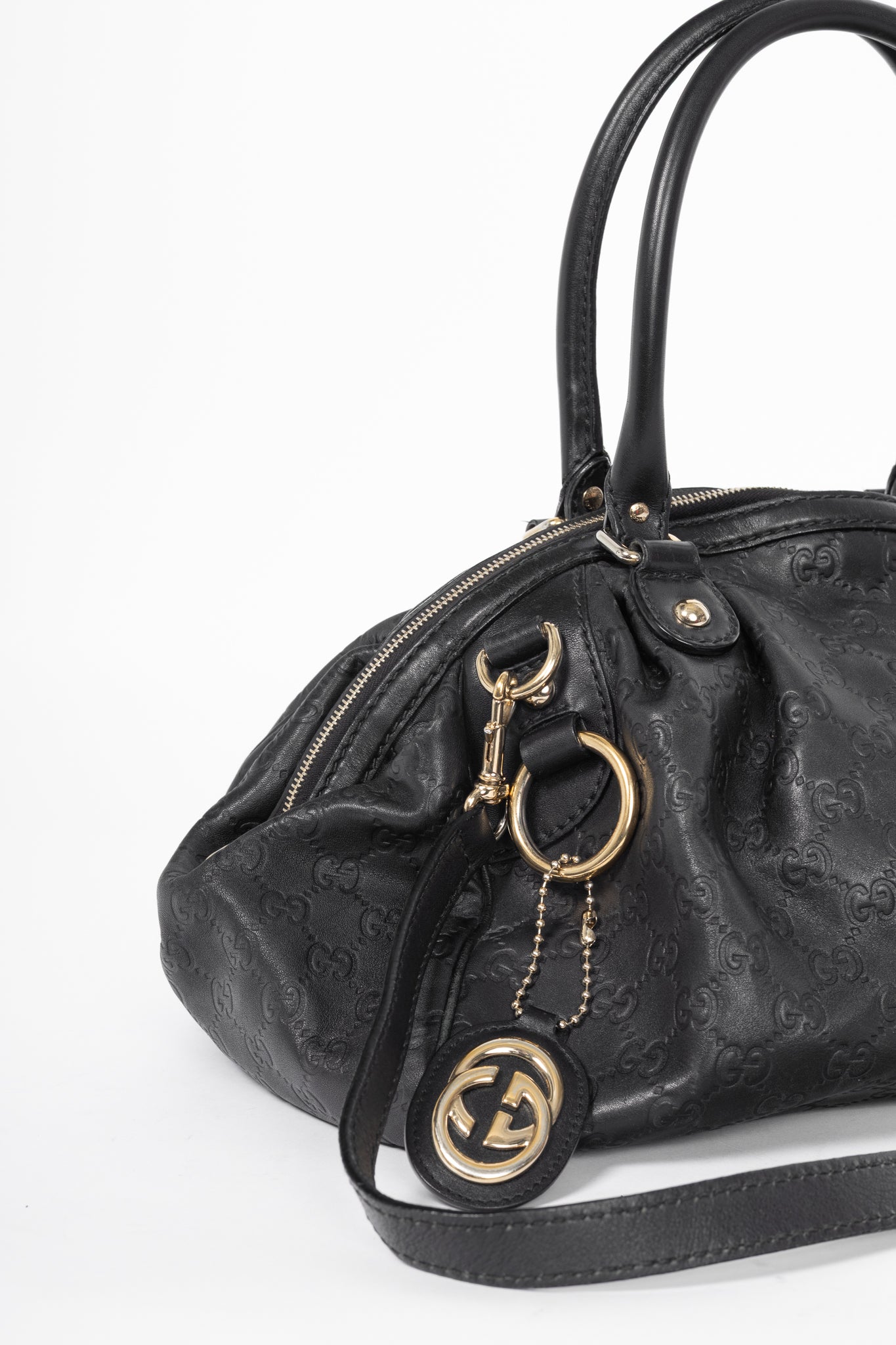 Gucci Sukey Black Guccissima Leather Boston Bag