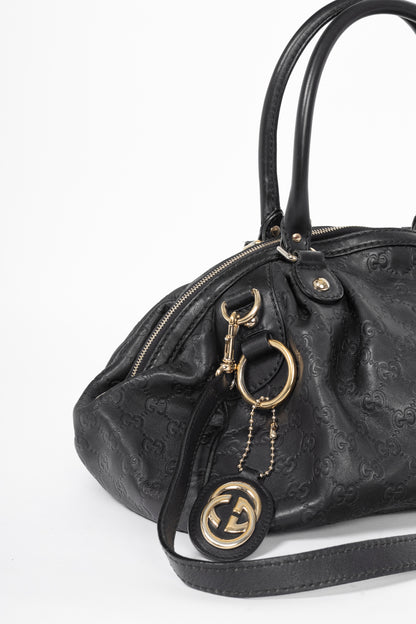 Gucci Sukey Black Guccissima Leather Boston Bag