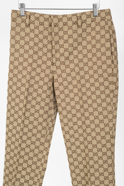 Gucci Beige & Ebony GG Canvas Cropped Pant