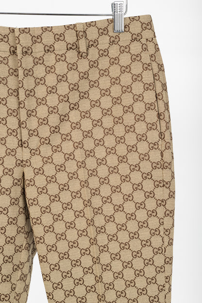 Gucci Beige & Ebony GG Canvas Cropped Pant