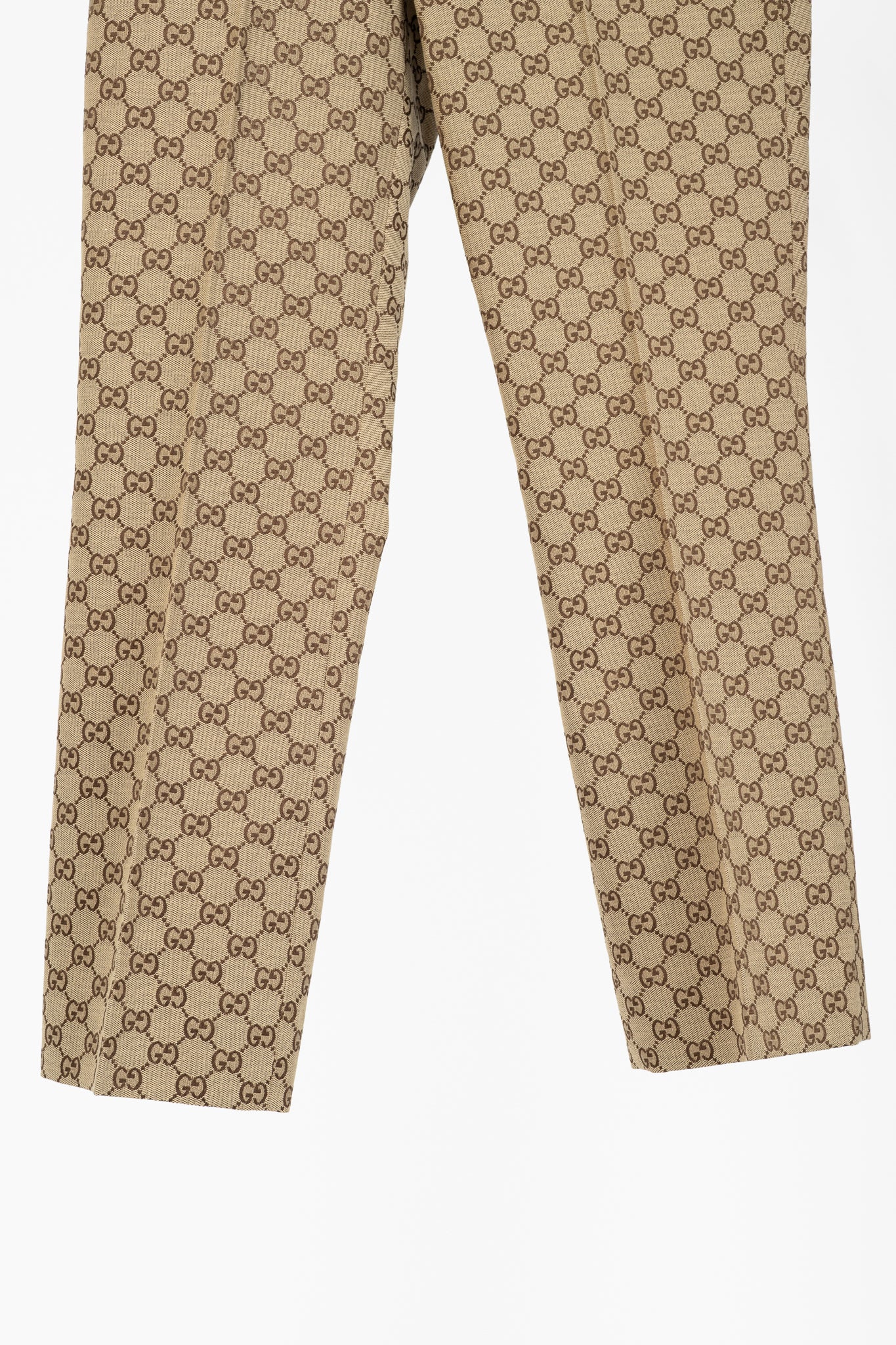Gucci Beige & Ebony GG Canvas Cropped Pant
