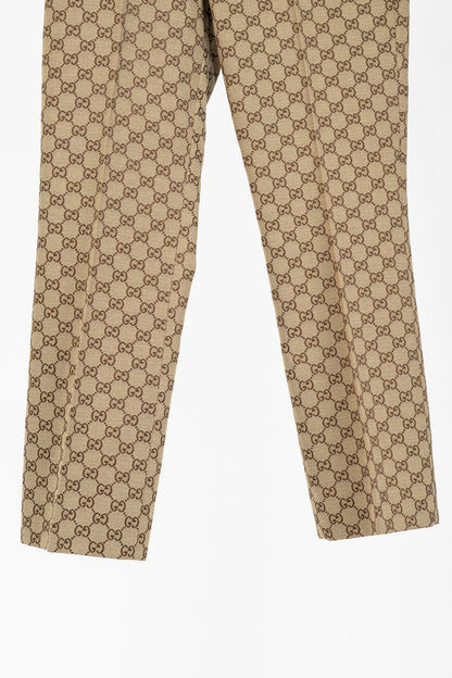 Gucci Beige & Ebony GG Canvas Cropped Pant